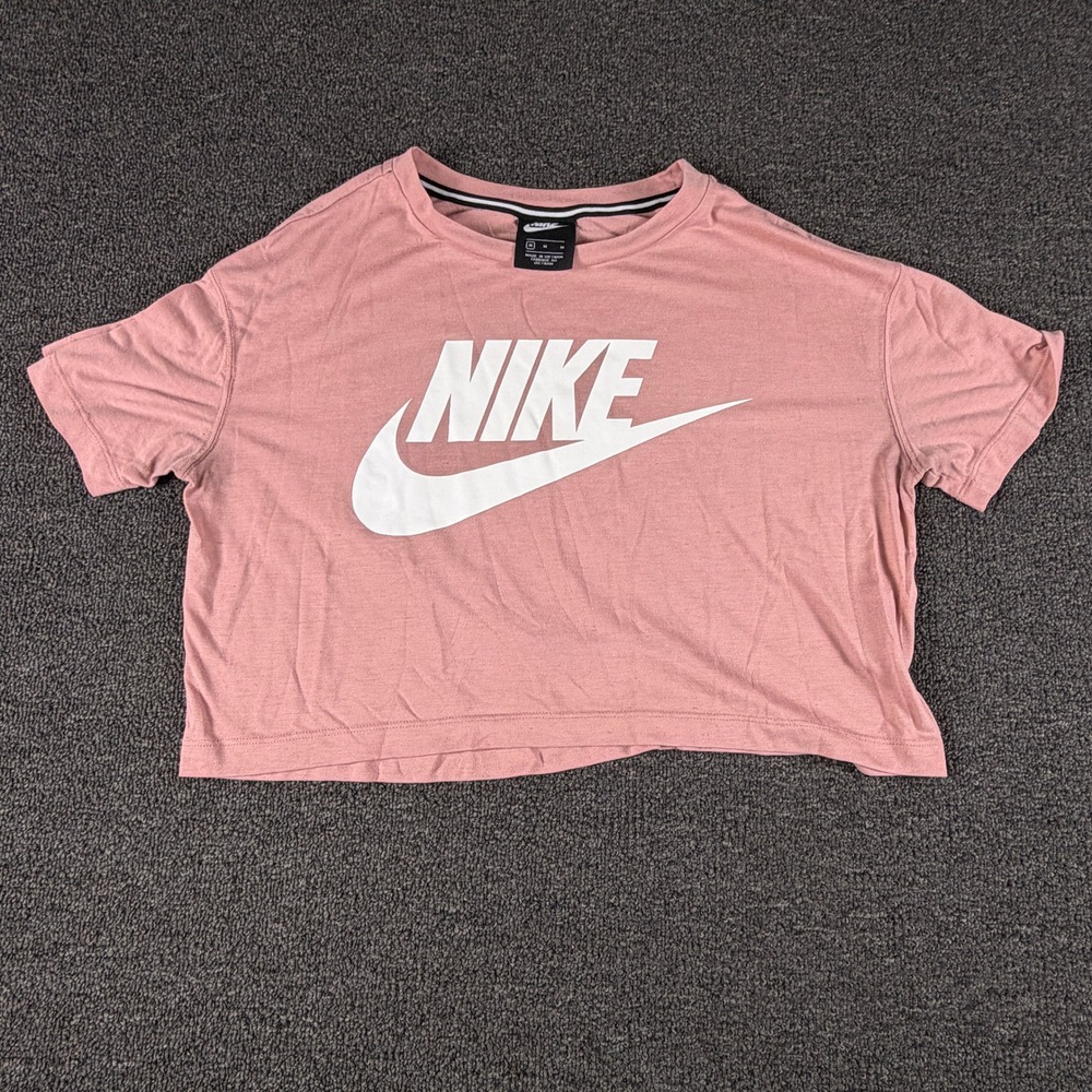 Nike T-Shirt Womens M BQ6838-685 Pink Graphic Boxy Cropped EUC